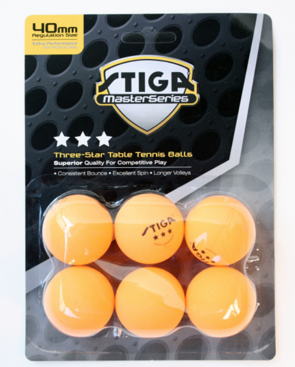 STIGA 3 Star Balls - Orange, 6 Pack